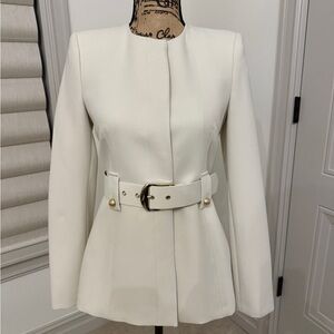 Zara Cream Belted Women's Blazer